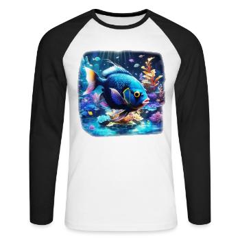 Skalar - Unisex Baseballshirt langarm - Weiß/Schwarz - Vorne - Nik (191cm)