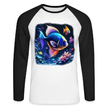 Skalar - Unisex Baseballshirt langarm - Weiß/Schwarz - Vorne - Nik (191cm)