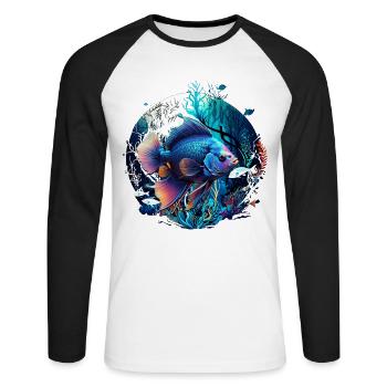 Skalar - Unisex Baseballshirt langarm - Weiß/Schwarz - Vorne - Nik (191cm)