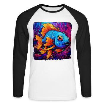 Skalar - Unisex Baseballshirt langarm - Weiß/Schwarz - Vorne - Nik (191cm)