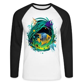 Skalar - Unisex Baseballshirt langarm - Weiß/Schwarz - Vorne - Nik (191cm)