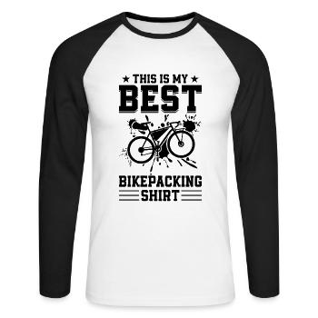 C’est ma meilleure chemise de bikepacking vélo de gravier - T-shirt baseball manches longues Homme - blanc/noir - Devant - Nik (191cm)