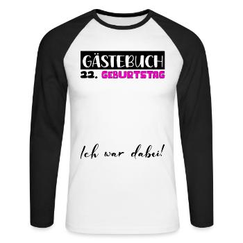 22ème Cadeau D’anniversaire Décoration Femme Livre d’Or Femme - T-shirt baseball manches longues Homme - blanc/noir - Devant - Nik (191cm)