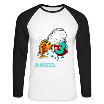3 Birthday Angler Fishing - Unisex Long Sleeve Baseball T-Shirt - white/black - Front - Nik (191cm)