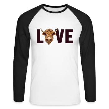 Love Highland Cow Highland Heifer Breeder - Unisex Long Sleeve Baseball T-Shirt - white/black - Front - Nik (191cm)