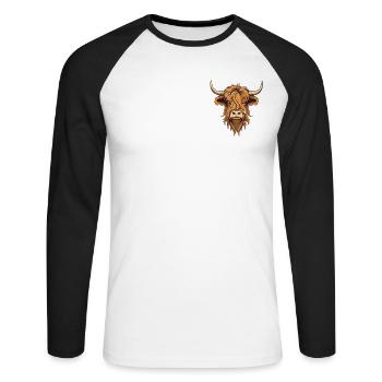 Highland bovins Logo emblème Highland vache Highland Highland - T-shirt baseball manches longues Homme - blanc/noir - Devant - Nik (191cm)