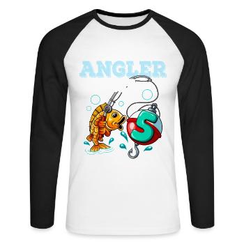 5 Birthday Angler Fishing - Unisex Long Sleeve Baseball T-Shirt - white/black - Front - Nik (191cm)