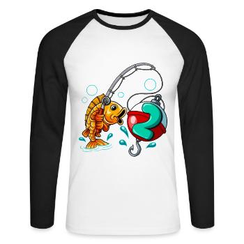 2 Birthday Angler Fishing - Unisex Long Sleeve Baseball T-Shirt - white/black - Front - Nik (191cm)