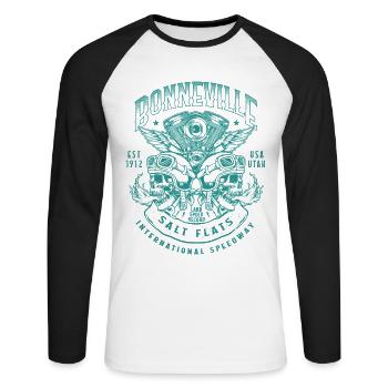 Bonneville Salt Flats Motorcycle Racing Vintage - Unisex Long Sleeve Baseball T-Shirt - white/black - Front - Nik (191cm)