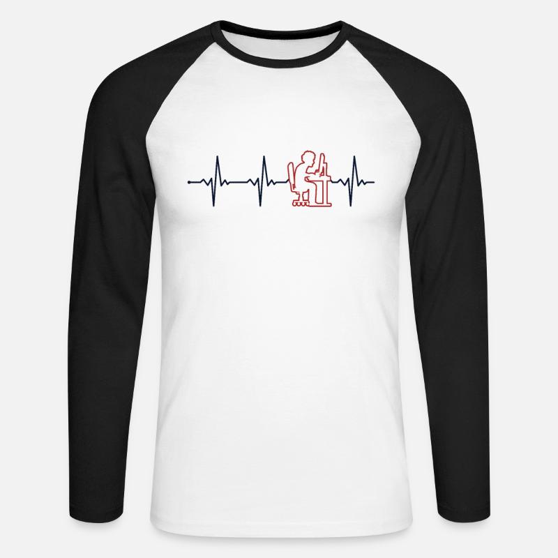 Programmer Heartbeat Softwareentwickler Coder - Unisex Baseballshirt langarm - Weiß/Schwarz