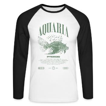 Rotfeuerfisch Marine Fish Keeper Moderne Streetwear - Unisex Baseballshirt langarm - Weiß/Schwarz - Vorne - Nik (191cm)