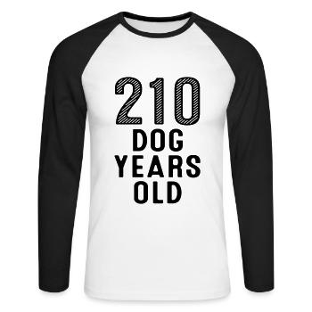 210 Dog Years Old 30. Geburtstag - Unisex Baseballshirt langarm - Weiß/Schwarz - Vorne - Nik (191cm)