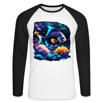 Skalar - Unisex Baseballshirt langarm - Weiß/Schwarz - Vorne - Nik (191cm)