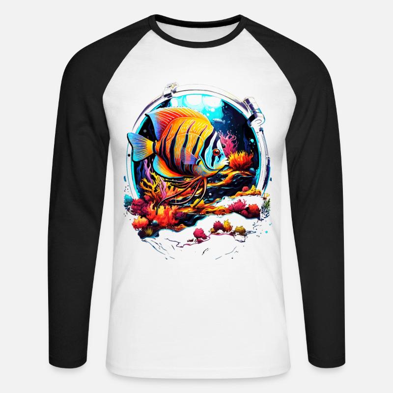 Skalar - Unisex Baseballshirt langarm - Weiß/Schwarz