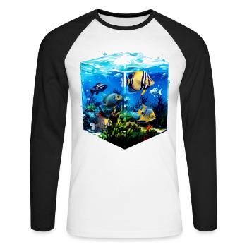 Skalar - Unisex Baseballshirt langarm - Weiß/Schwarz - Vorne - Nik (191cm)