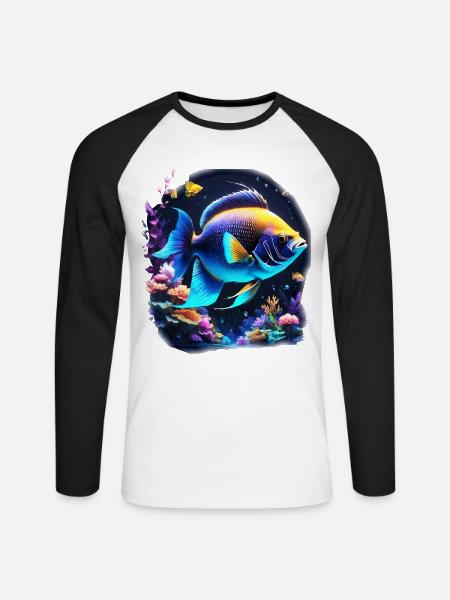 Angelfish - T-shirt baseball manches longues Homme - blanc/noir