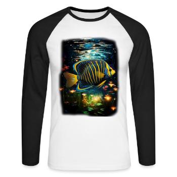 Skalar - Unisex Baseballshirt langarm - Weiß/Schwarz - Vorne - Nik (191cm)