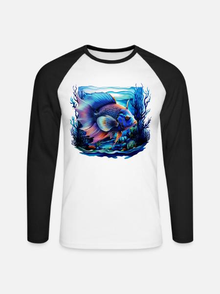 Angelfish - Unisex Long Sleeve Baseball T-Shirt - white/black