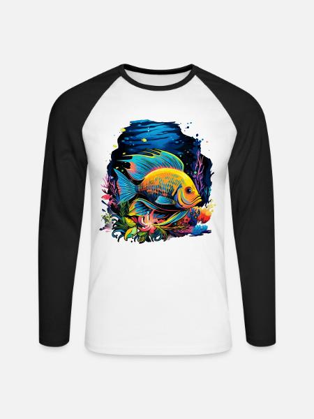 Angelfish - Unisex Long Sleeve Baseball T-Shirt - white/black