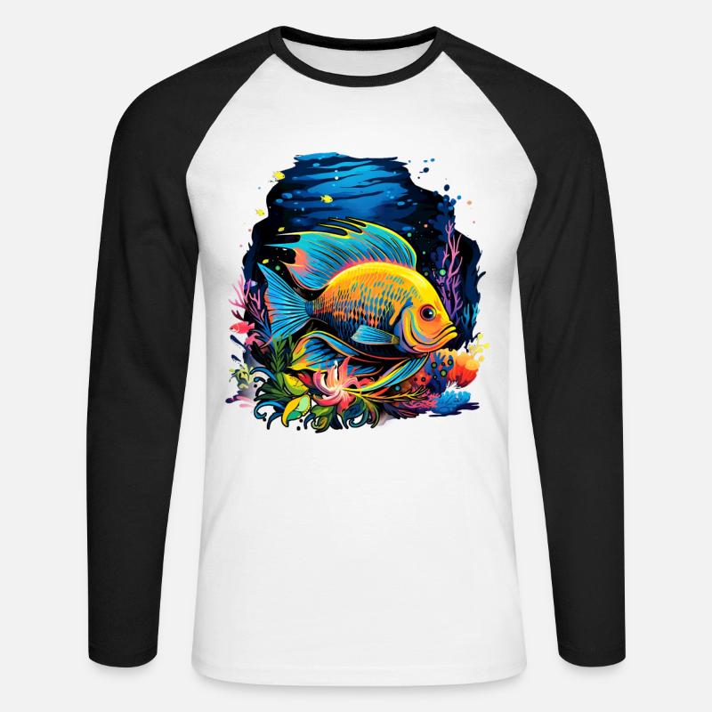 Skalar - Unisex Baseballshirt langarm - Weiß/Schwarz