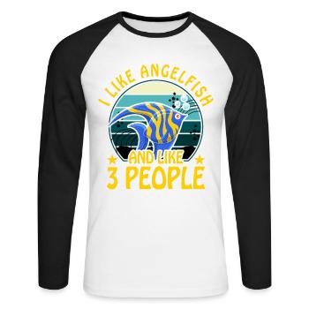 Ich mag Kaiserfisch und mag 3 Personen - Unisex Baseballshirt langarm - Weiß/Schwarz - Vorne - Nik (191cm)