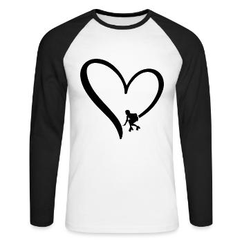 Roller Skating Heart Roller Skater - Unisex Baseballshirt langarm - Weiß/Schwarz - Vorne - Nik (191cm)