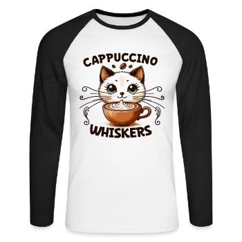 Coffee Break Cat Lover, Coffee Lover Süße Katze - Unisex Baseballshirt langarm - Weiß/Schwarz - Vorne - Nik (191cm)