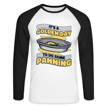 Es ist ein goldener Tag, um Miner Gold zu waschen - Unisex Baseballshirt langarm - Weiß/Schwarz - Vorne - Nik (191cm)