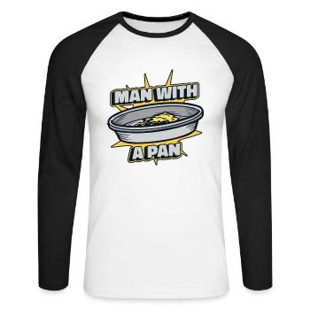 Mann mit einer Pfanne Schürfen Miner Placer Mining - Unisex Baseballshirt langarm - Weiß/Schwarz - Vorne - Nik (191cm)