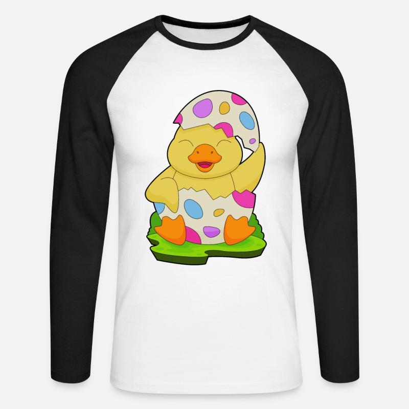 Duck Easter Easter Egg - Unisex Long Sleeve Baseball T-Shirt - white/black