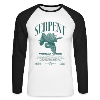 Green Tree Python Modern Reptile Keeper Streetwear - T-shirt baseball manches longues Homme - blanc/noir - Devant - Nik (191cm)