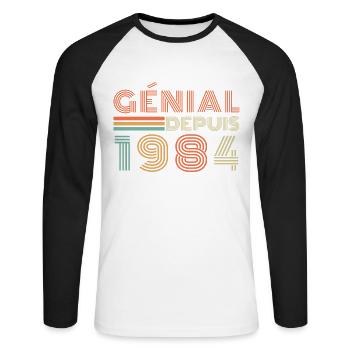 Awesome Since 1984 Retro Birthday Gift - Unisex Long Sleeve Baseball T-Shirt - white/black - Front - Nik (191cm)
