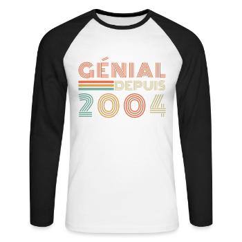 Génial Depuis 2004 Cadeau Retro Anniversaire - T-shirt baseball manches longues Homme - blanc/noir - Devant - Nik (191cm)