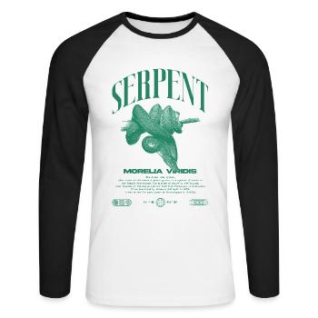 Green Tree Python Modern Reptile Keeper Streetwear - T-shirt baseball manches longues Homme - blanc/noir - Devant - Nik (191cm)