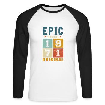 1971 Geburtstag Epic since - Unisex Baseballshirt langarm - Weiß/Schwarz - Vorne - Nik (191cm)