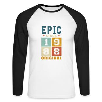 1988 Birthday Epic since - Unisex Long Sleeve Baseball T-Shirt - white/black - Front - Nik (191cm)