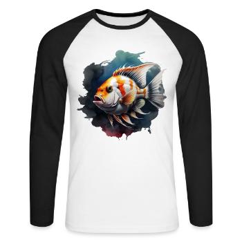 Skalar - Unisex Baseballshirt langarm - Weiß/Schwarz - Vorne - Nik (191cm)