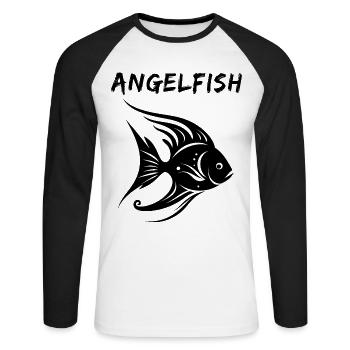 Skalar - Unisex Baseballshirt langarm - Weiß/Schwarz - Vorne - Nik (191cm)