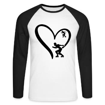 Roller Skating Heart Silhouette Roller Skater - Unisex Baseballshirt langarm - Weiß/Schwarz - Vorne - Nik (191cm)