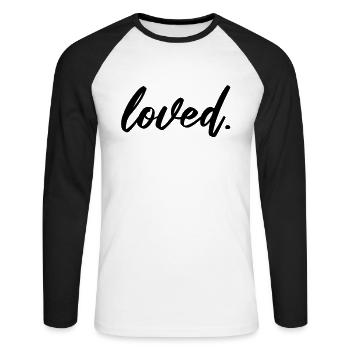 Loved Liebe Valentinstag - Unisex Baseballshirt langarm - Weiß/Schwarz - Vorne - Nik (191cm)