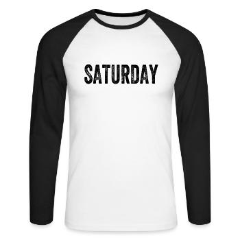 Saturday Weekday - Unisex Long Sleeve Baseball T-Shirt - white/black - Front - Nik (191cm)
