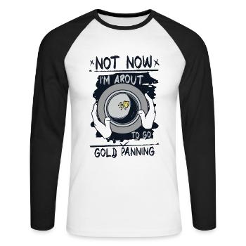 Pas maintenant, je suis sur le point d’aller à l’orpaillage Mineur d’or - T-shirt baseball manches longues Homme - blanc/noir - Devant - Nik (191cm)