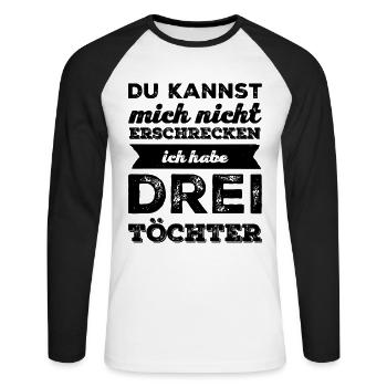 Dad Father's Day - Three Daughters - Unisex Long Sleeve Baseball T-Shirt - white/black - Front - Nik (191cm)