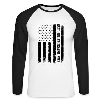 Best Roller Skater Ever Roller Skating US Flag Rol - Unisex Baseballshirt langarm - Weiß/Schwarz - Vorne - Nik (191cm)