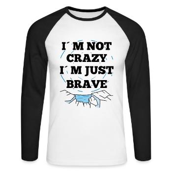 Ice Bath Not Crazy I´m Just Brave Gift Idea - Unisex Baseballshirt langarm - Weiß/Schwarz - Vorne - Nik (191cm)