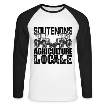 Let's support local agriculture. Farmers in France - Unisex Long Sleeve Baseball T-Shirt - white/black - Front - Nik (191cm)
