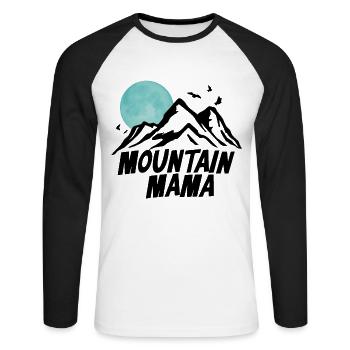 Maman de la montagne - T-shirt baseball manches longues Homme - blanc/noir - Devant - Nik (191cm)