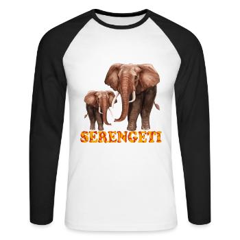 Serengeti-Elefant Éléphant du Serengeti - T-shirt baseball manches longues Homme - blanc/noir - Devant - Nik (191cm)