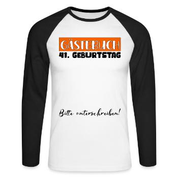 41 Birthday Gift Women's Decoration Men's Guestbook - Unisex Long Sleeve Baseball T-Shirt - white/black - Front - Nik (191cm)