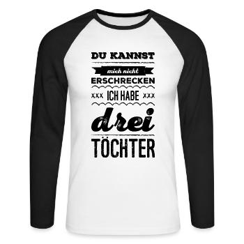 Me faire peur ? J’ai trois filles - T-shirt baseball manches longues Homme - blanc/noir - Devant - Nik (191cm)